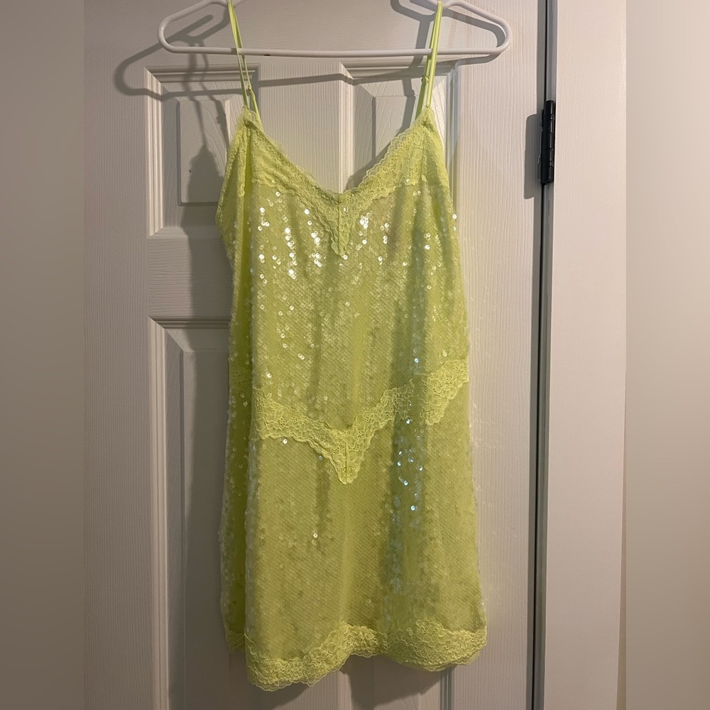 Mini Sequin Dress with Lace Detail